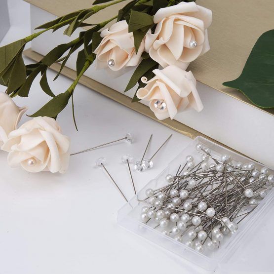 AIEX 320Pcs 4 Styles Pearl Head Pins Crystal Head Corsage Pins Straight Head Pins for Banquet Wedding Party Anniversary Decorations - Image 3
