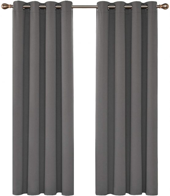 Deconovo Blackout Curtains Fabric 52x63 Inch Thermal Insulated Eyelet Curtains Room Darkening Curtains Ring Top Curtains for Bedroom 52"x 63" Light Grey 1 PAIR