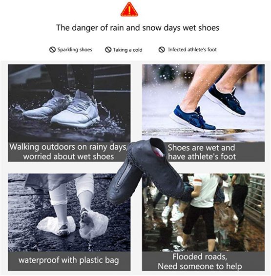 Shoes Cover, Waterproof Shoes Cover Silicone, Non - Slip Overshoes, Reusable Waterproof Shoes Covers Rain Boots, Suitable for Rainy, Snowy Days - Image 4