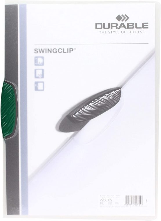 Durable 2260 Swingclip A4 Folder with Green Clip, Each