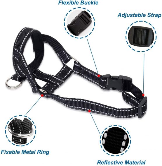 ILEPARK Dog Head Collar with Reflective Strap, Head Halter Collar for Dogs, Adjustable and Easily Control, for Small Medium and Large Dogs. (L,Black) - Image 4