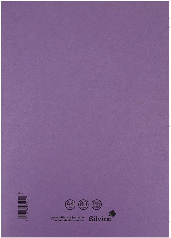 Silvine EX111 Ruled and Margin Exercise Book - Purple (Pack of 10) - Image 2