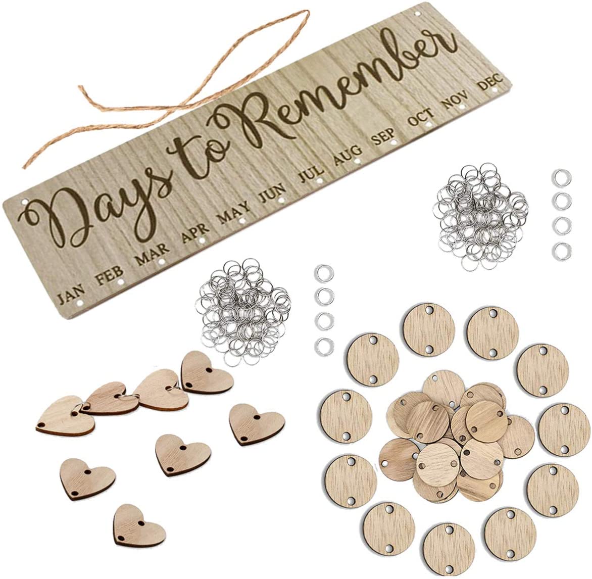Garneck Wooden Birthday Reminder Calendar Board Wood Cutouts Craft Day To Remember Tracker Plaque Wall Hanging Sign For Family Mom Dad Friends - Image 4