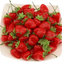 Gresorth 30pcs Artificial Lifelike Red Strawberry Decoration Fake Fruit for Home Party Table Christmas Display Photography Props
