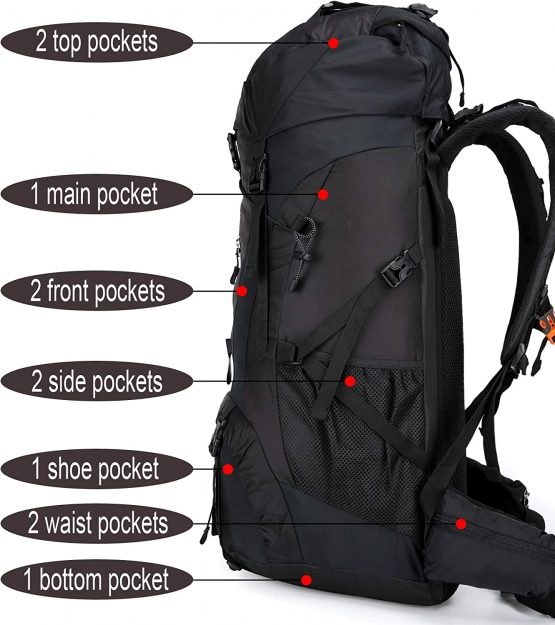 Doshwin 70L Large Backpack Camping Trekking Hiking Travel Rucksack for Women Men (with Rain Cover) - Image 2