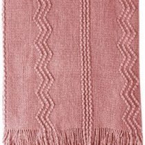 Bourina Textured Solid Soft Sofa Throw Couch Cover Knitted Decorative Blanket, Beige, 125x152cm