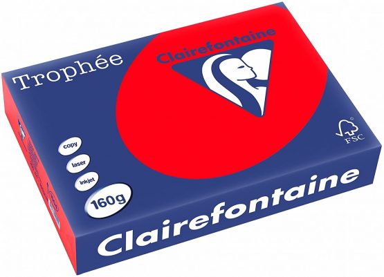 Clairefontaine Trophée – Ream of Paper 250 Sheets A4 21 x 29.7 cm, Coral Red