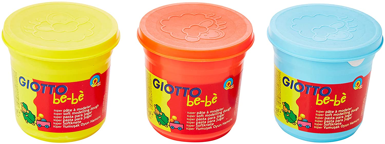GIOTTO be-bè Modelling Dough Pack for Young Children 3 x 220g Pots, Red/Yellow/Blue, For Children and Schools - Image 2