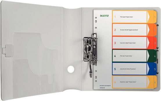 Leitz 12920000 A4 1-6 Index, PC-Printable, Heavy Duty Plastic, White/Multicolour - Image 2