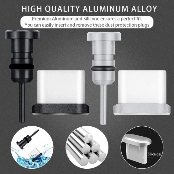 GOLRISEN Anti-Dust Plugs Usb Port Cover Protector with Headphone Jack Cover 2 Pairs Usb-C Cover Anti-Dust Caps Pluggy for Smartphone Tablet with USB type C Devices - Image 4