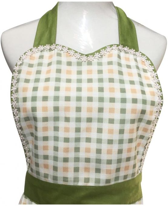 Cute Lovely Unique Design Women Girls Ladies Retro Apron with Chic Pocket for Cooking Kitchen, Green - Image 3