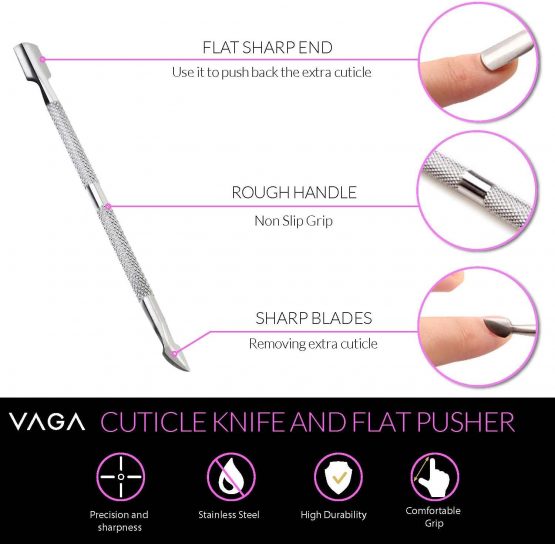 Best Deal Professional Quality Manicure Pedicure Nail Art Tools Set With Pack of 3 Metal Tools Including Pushers And Nipper/Trimmer And False Nails/Tips Clipper/Edge Cutter By VAGA - Image 4
