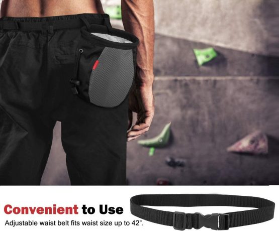 Rhino Valley Chalk Bag，No Leak Rock Climbing Strawstring Bag Drawstring Magnesia Sack with Adjustable Belt Carabiner for Gymnastics, Rock Climbing, Bouldering, Weight-Lifting, Crossfit - Image 4