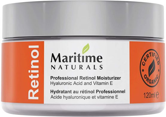 Retinol Moisturizer for Face (120ml) – Anti Ageing Face Cream Reduces Scars Ance and Wrinkles with Hyaluronic Acid and Vitamin E