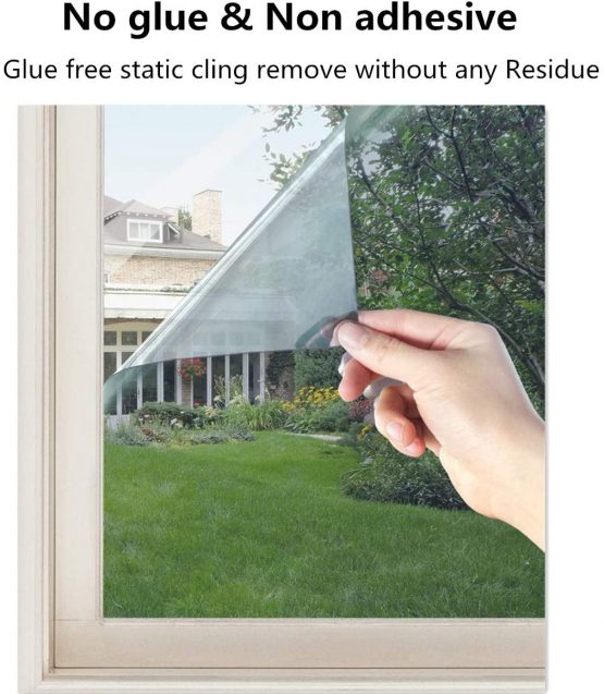Lifetree One Way Mirror Window Film Silver Privacy Glass Film Heat Reducing Film Reflective Window Sticker Sun Block Film for Home and Office 44.5x200cm - Image 4