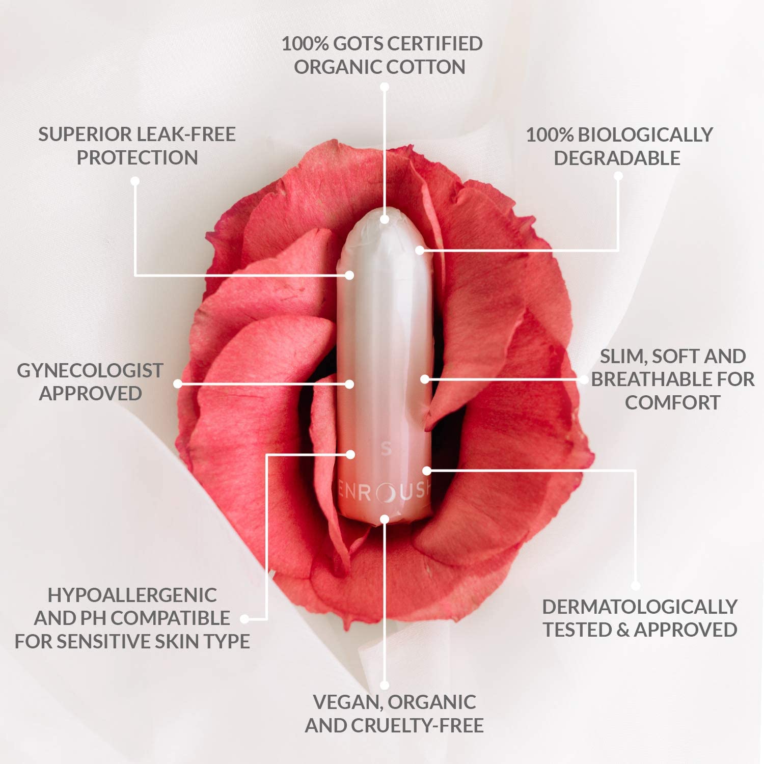 Organic Cotton Tampons (Mix 10 Mini + 12 Normal + 10 Super