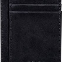 Kronya® | Elegant Leather Wallet with RFID Protection | Wallet Case Money Clip Holder Credit Card Holder (Black Crosshatch)