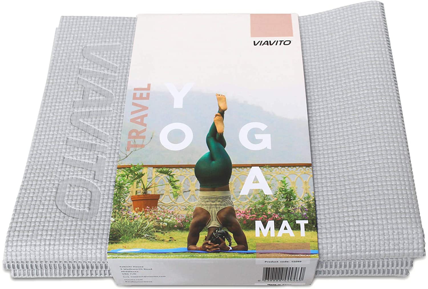 VIAVITO Travel Yoga Mat, Morning Fog, 173cm (68.1”) x 61cm (24”)
