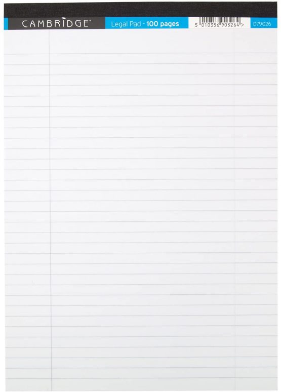 Cambridge Everyday A4 Legal Pads, White (Pack of 10)