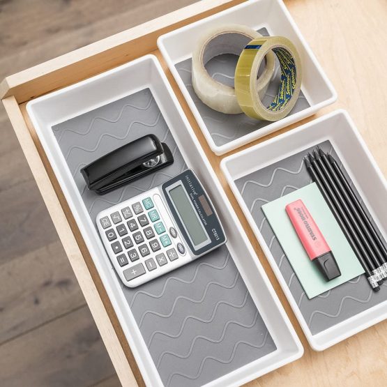 Addis 517613 Premium Tidy Drawer Soft Base Storage Boxes, White Green, Set of 3, 18 x 40 x 7.5 cm - Image 3