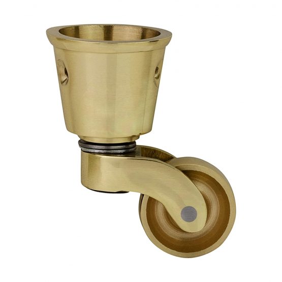 High Quality Solid Brass Castor Caster with 25mm Wheel (Single Piece) – Genuine Solid Polished Brass – Antique Vintage – Cup Style Fitting – Polished Brass – UK Company - Image 2