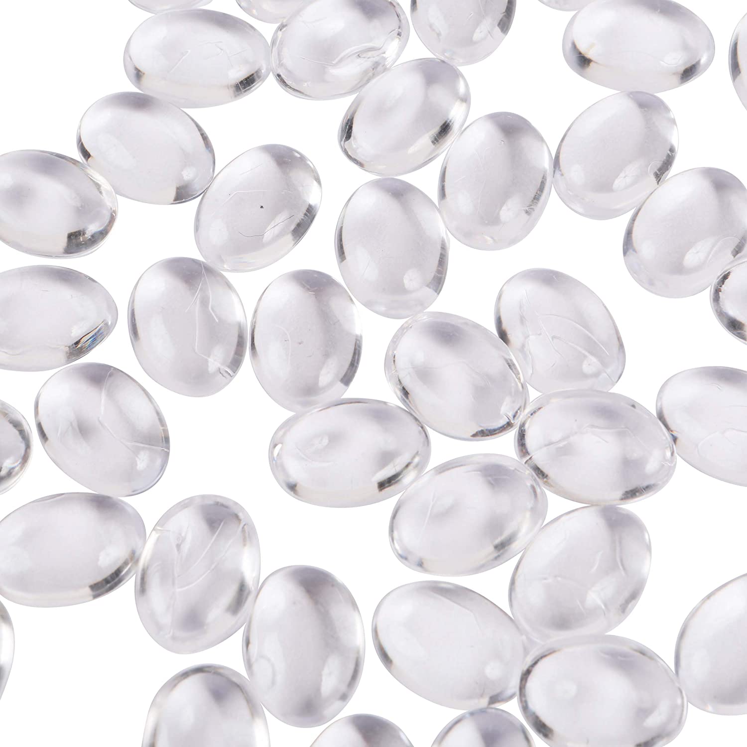 LUSSO LIA Oval Pebbles Transparent and Coloured Stones Aquarium Marbles Table Scatter Stones Decorative Nuggets Vase Filler Beads Plant Pot Decoration 200pcs (Transparent) - Image 3