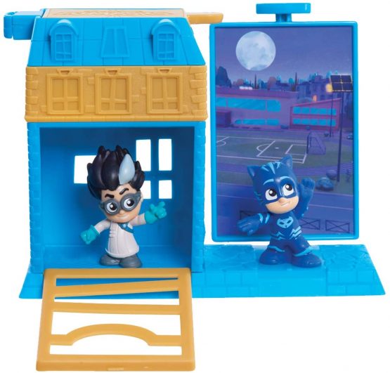 PJ MASKS JP PJMA7210 Night Time Micros Trap & Escape Playset-Catboy & Romeo