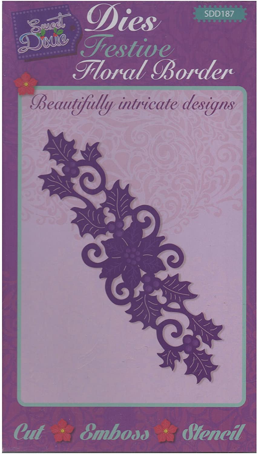 Sweet Dixie Festive Floral Border Die, Metal, Grey, 29.4 x 15.8 x 0.9 cm