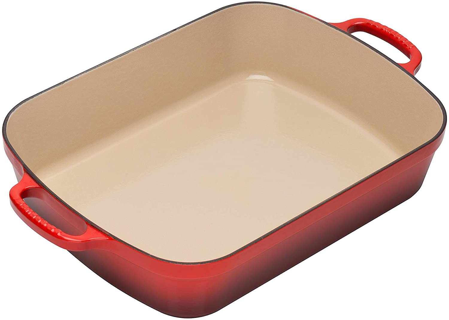 Le Creuset Signature Enamelled Cast Iron Rectangular Roasting Dish, 33 cm, 4.9 litres, Cerise, 20184330602422