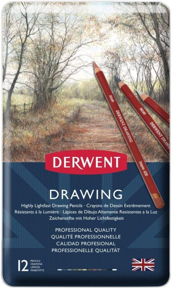 Derwent Coloured Drawing Pencils, Set of 12, Professional Quality, 700671 - Multi-Colour