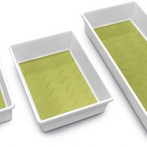Addis 517613 Premium Tidy Drawer Soft Base Storage Boxes, White Green, Set of 3, 18 x 40 x 7.5 cm