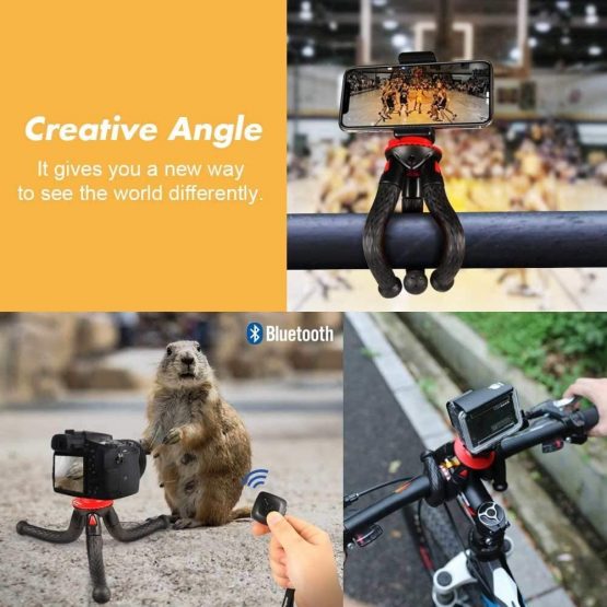Fotopro Phone Tripod, Flexible Mini Tripod with Bluetooth Control, Phone Clip and Adapter for Phone, Camera, Sports Camera for Time-Lapse Photography - Image 2