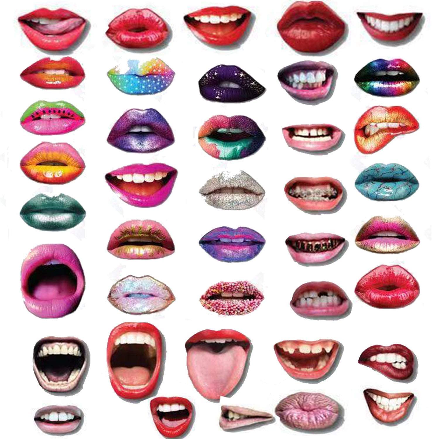 40 Pieces Party Photo Booth Props, Funny Mouth Lips Photo Booth Prop ...