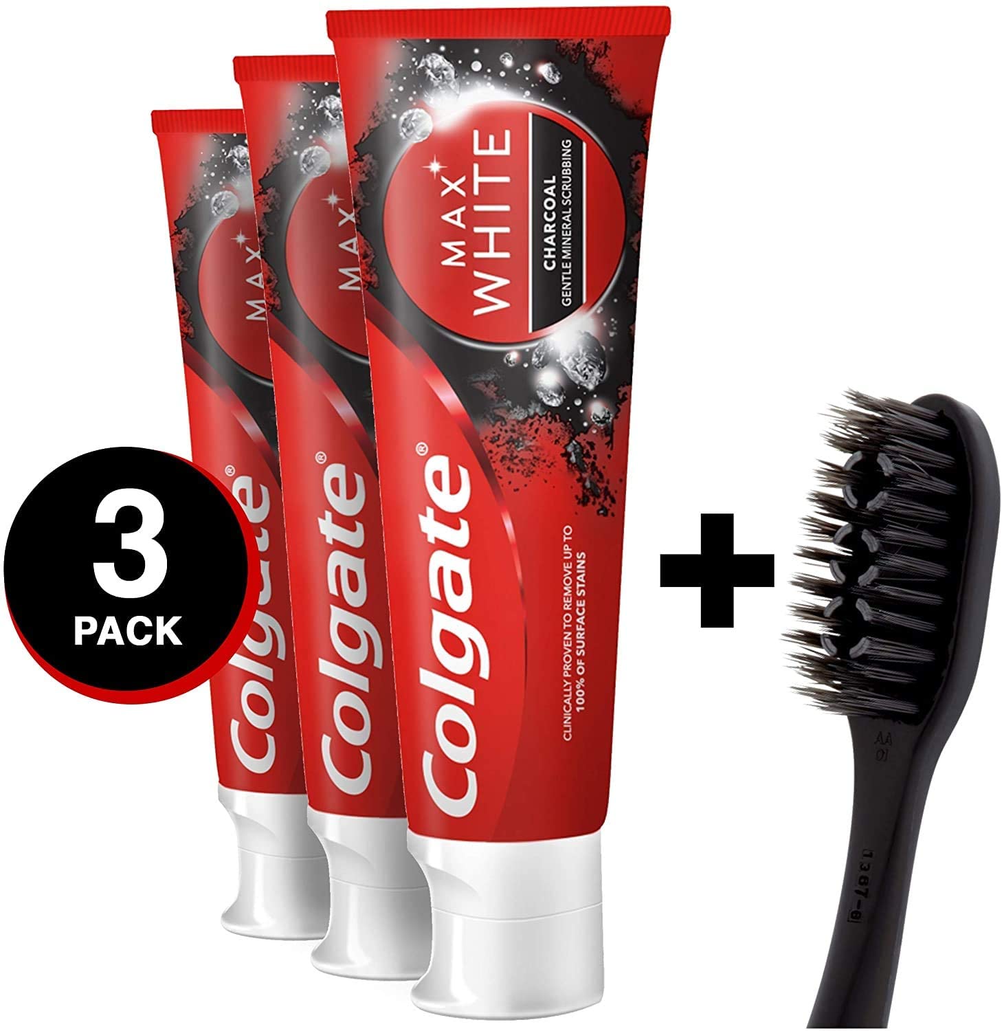 Colgate 360 Deep Clean Black Medium Toothbrush + 3X Colgate Max White