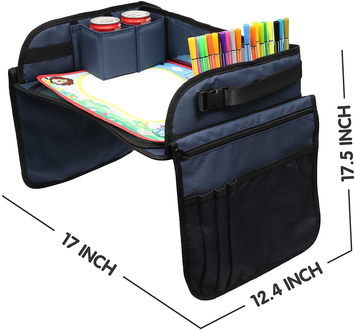 Becko US Fondear Children's Travel Toy Tray Kids' Car Seat Snack, Game Tray Activity Table for Stroller Car, Airplane - Image 2