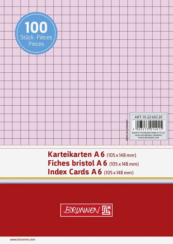 Baier & Schneider Index Cards, Cardboard 180 g/m² – A6 Landscape Squared Shrink-Wrapped 1 Red - Image 2