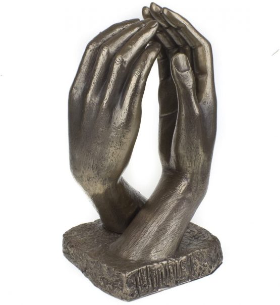 Cold Cast Bronze Hands Romantic Sculpture Inspired by THE CATHEDRAL By Great Sculptor Auguste Rodin, A Great Bronze Anniversary Present or Wedding Gift - Image 2