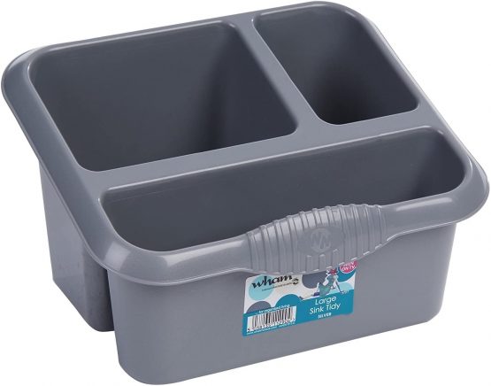 Wham Silver High Grade Large Plastic Sink Tidy Cutlery Drainer Holder Caddy