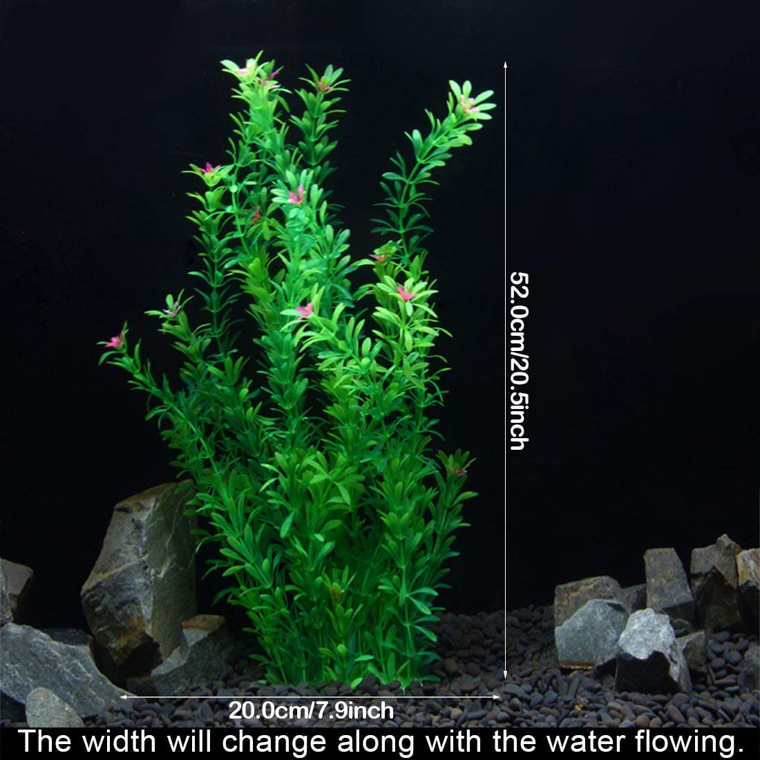 JDYW 52cm Artificial Aquatic Plant Fish Tank Large Plastic Plants with Flowers Fake Aquarium Plants Decoration 20.5 inch - Image 3