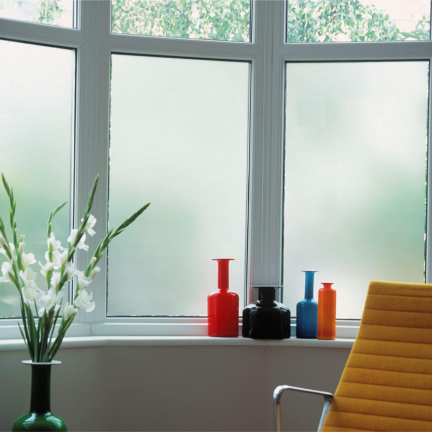 Purlfrost Frosted Window Film Privacy 2m x 1m (79” x 39”3/8), Frosted Glass Film Self Adhesive