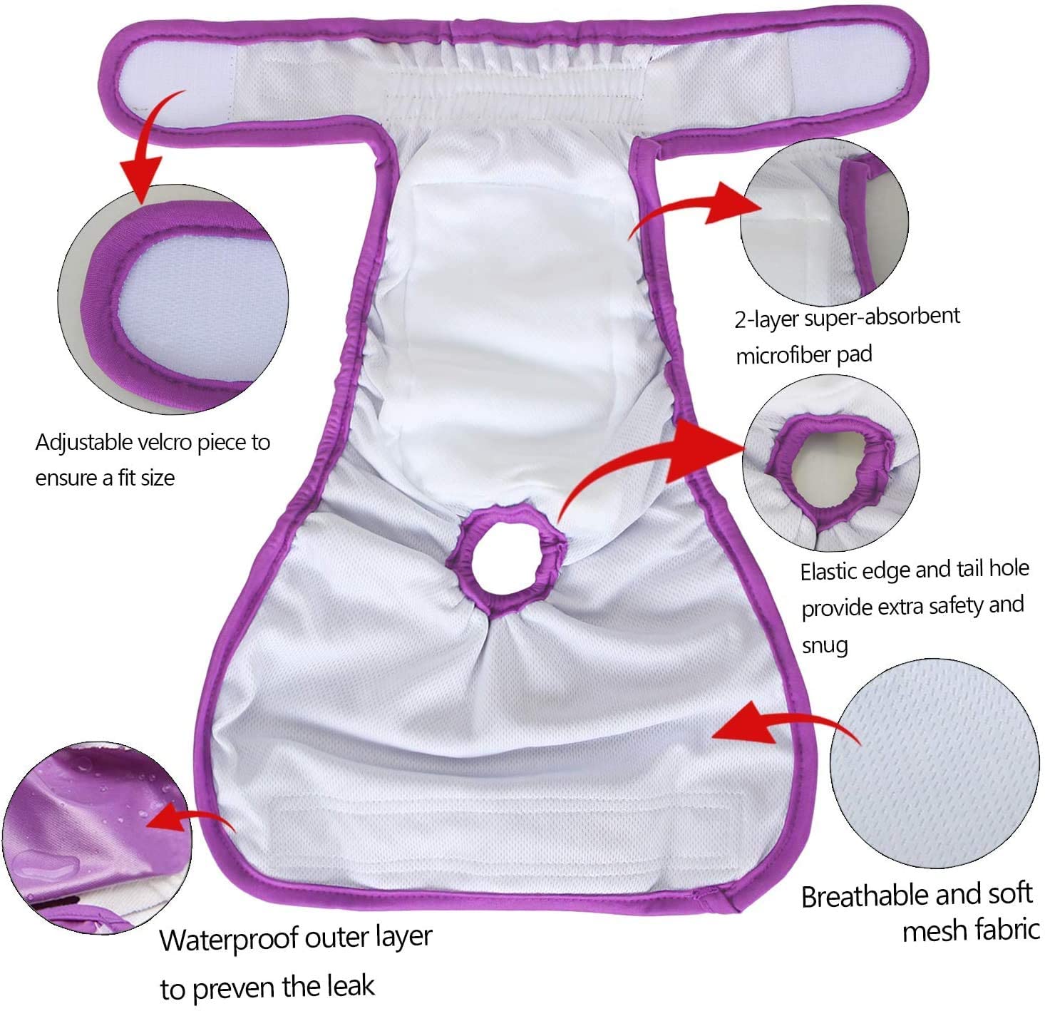 Teamoy 4pcs Pack Female Dog Nappies, Washable Dog Nappies Dog Sanitary Pants, Super-Absorbent and Comfortable, S - Image 3