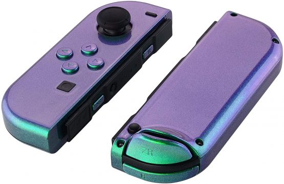 eXtremeRate Chameleon Green Purple Joycon Handheld Controller Housing with Full Set Buttons, DIY Replacement Shell Case for Nintendo Switch Joy-Con & Switch OLED Joycon – Console Shell NOT Included - Image 3