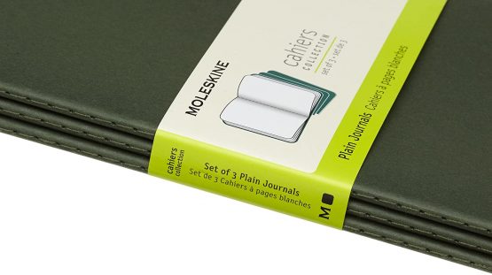 Moleskine Cahier Journal, Set 3 Notebooks with Plain Pages, Cardboard Cover with Visible Cotton Stiching, Colour Myrtle Green, Large 13 x 21 cm, 80 Pages - Image 2