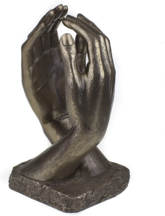 Cold Cast Bronze Hands Romantic Sculpture Inspired by THE CATHEDRAL By Great Sculptor Auguste Rodin, A Great Bronze Anniversary Present or Wedding Gift - Image 4
