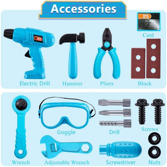 HERSITY Kids Role Play Tool Set Construction Kit with Carry Case Educational Toys Gifts for Children Boys Girls 3 4 5 Years Old - Image 2