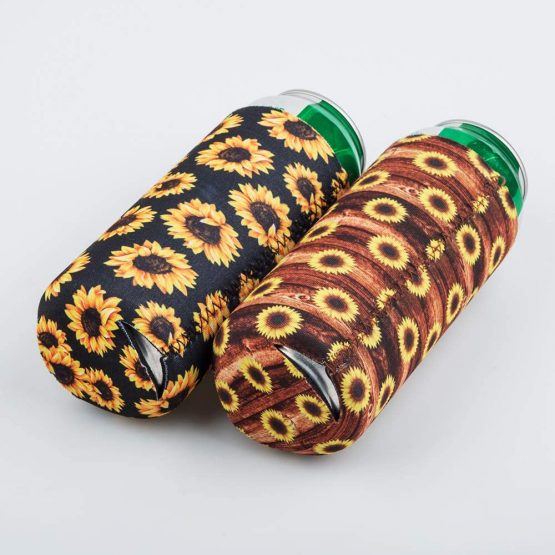 4 Pack Neoprene Slim Beer Can Coolers,YuCool Collapsible Holders Can Sleeves Beer Covers for 12oz Slim Energy Drink Beer Cans(Sunflower) - Image 4