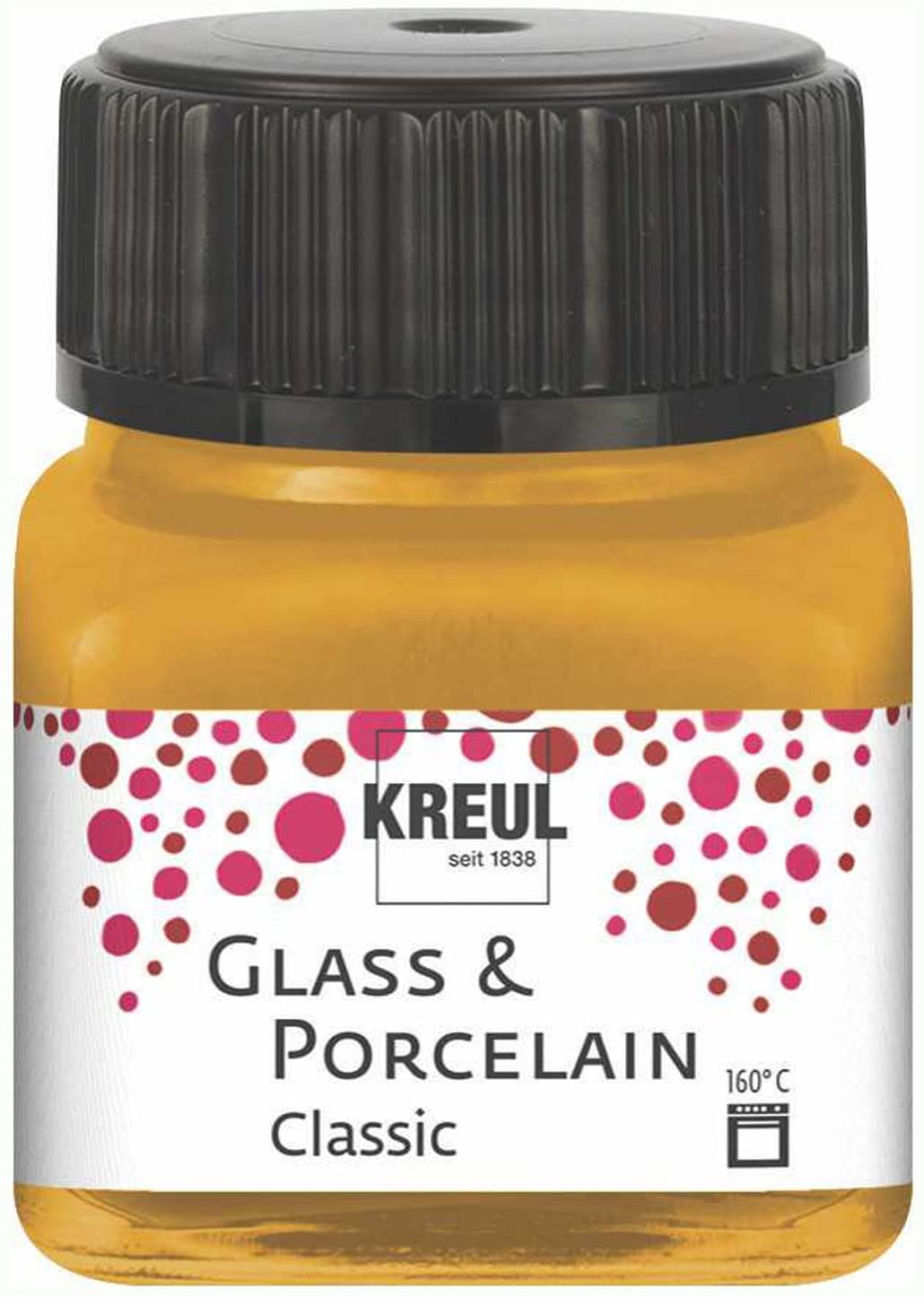 Kreul Glass & Porcelain Classic Metallic Gold 16247 in 20 ml Glass, Brilliant Glass and Porcelain Paint, Water-based