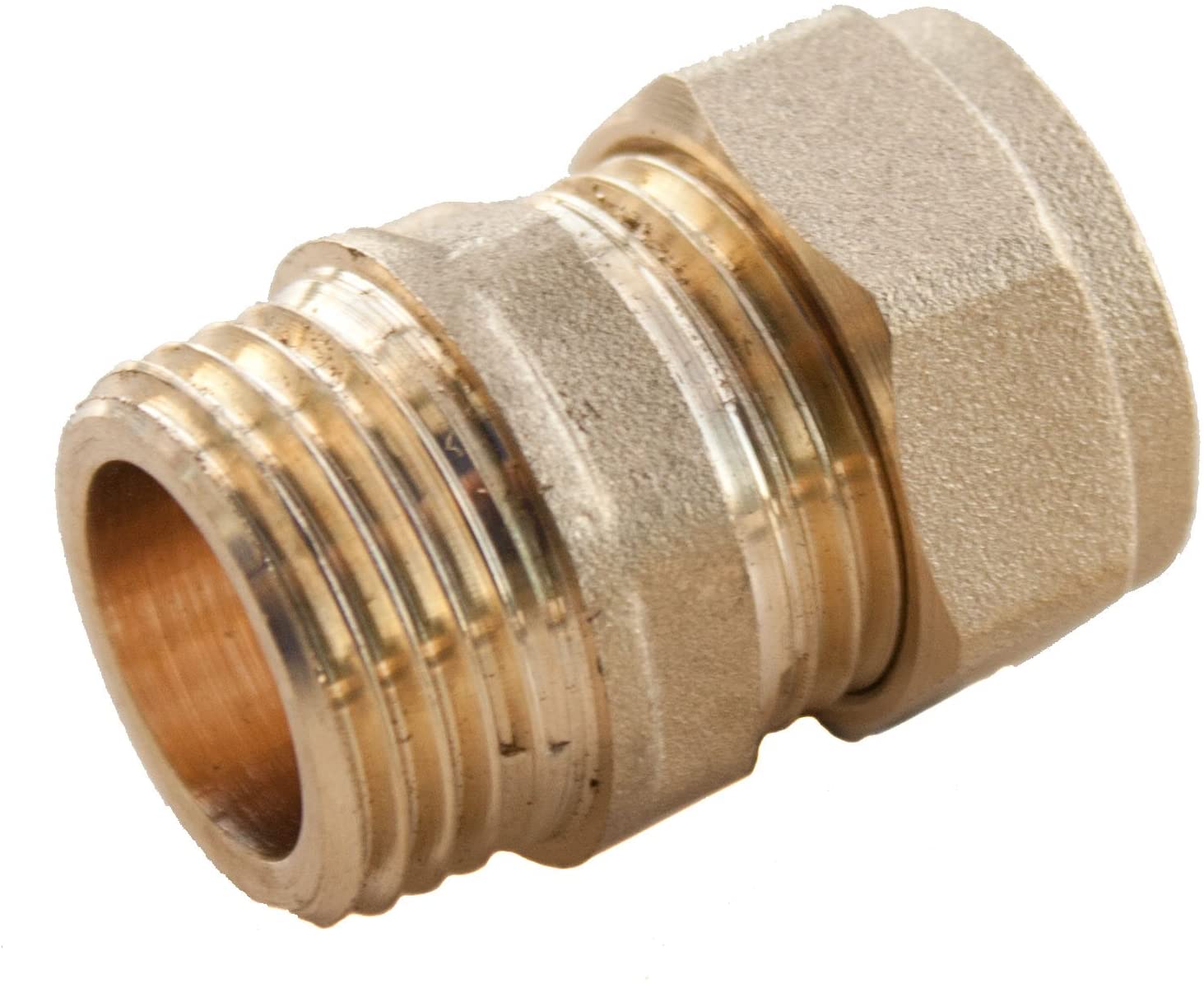Plumb Pak PF11 15mm x 1/2-inch Male Compression Straight Coupler, Brass, 15mm x 1/2"