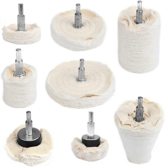 HSEAMALL 10PCS Buffing Wheel for Drill White Polishing Wheel,Cotton Dome Polishing Mop,Cone Polishing Wheel Buffing Pad with 1/4 inch