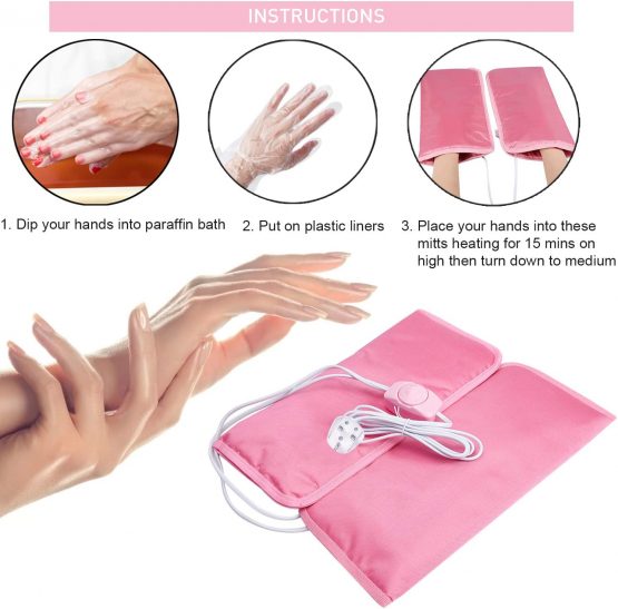Noverlife Electric Heated Mittens Gloves for Paraffin Hand Wax Treatment, Nail Art Manicure Warmer Mittens, Therapy SPA Mitts for Women Beauty - Image 2